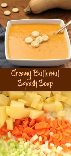 creamy butternut squash soup with carrots and celery