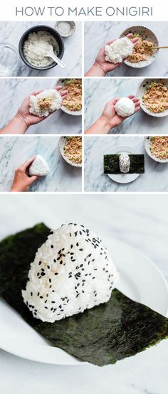 how to make sushi onigi with rice and seaweed in the process