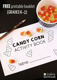 a candy corn activity book for kids to print out and use with crayons