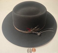 Vintage Cowboy Hat Style, Fedora, Black, Flechet, Size S, , Very Soft Feeling, Quality, Cowboy, Made in USA, Western Wear, Rancher, Sun Shade, Very Nice Hat, Free Shipping in the U.S. Black Flat Bill Hats For Country Events, Black Western Hat Bands With Flat Bill, Flat Bill Black Hat For Rodeo, Black Country Style Hat Bands For Winter, Country Style Black Hat Bands For Winter, Black Hat Band For Country Events In Winter, Fitted Black Outdoor Hats, Black Country Hat For Fall, Black Hat Bands For Fall Rodeo