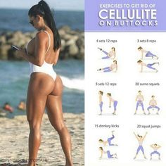 a woman in a white bodysuit is doing exercises on the beach with her cell phone