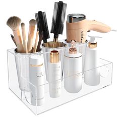 PRICES MAY VARY. 100% Acrylic HIGH QUALITY STRONG ACRYLIC: PITBVO Clear Hair Tool Organizer is a high-quality, strong acrylic organizer designed to store and display all your hair tools in an organized and easily accessible manner. 3 HEAT-RESISTANT STAINLESS STEEL CUPS: PITBVO Clear Blow Dryer Holder features three heat-resistant stainless steel cups, they play a role of cooler as well as vertical holders, specially designed for hot hair tools and help them cool down quickly for security without Organization Hair Tools, Organizing Hair Tools, Hair Dryer And Straightener Holder, Home Made Hair Tool Organizer, Blow Dryer And Curling Iron Organizer, Acrylic Makeup Brush Organizer, Straightener Holder, Hair Dryer Organizer, Hot Hair Tools