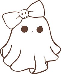 a drawing of a ghost with a bow on its head