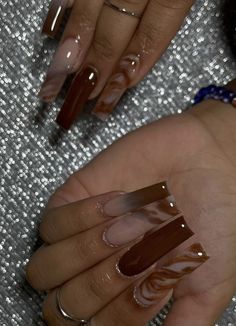 Brown Acrylic Nails, Brown Nail, Cute Acrylic Nail Designs, Dope Nail Designs, Classy Acrylic Nails, Short Square Acrylic Nails, Long Acrylic Nails Coffin, Acrylic Nails Coffin Pink, Long Square Acrylic Nails