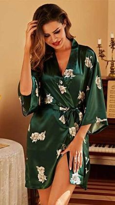 The perfect robe for your nightgown, bridal, or a special vacation. Check out the collection of dressing gowns in various colors, textures, patterns, and prints, including floral, silk, lace, and cotton material. #Kimono #KimonoOutfits #KimonoStyle #KimonoFashion #ModerneKimono #BridalKimono #WeddingKimono #NightGown #DressingGown Wedding Nightgown, Bridal Dressing Gown, Beautiful Nightgown