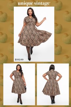 This fabulous plus size 1950s piece features a playful cheetah print that's sure to turn heads, while the flattering swing silhouette gives you all the movement and comfort you crave. With a charming collared neckline and front button-up design, this dress effortlessly combines vintage flair with modern style. Complete with side pockets and a matching belt!.Available in sizes XS-4X while supplies last. | Plus Size 1950S Cheetah Girl Belted Swing Dress | Size 2X Girls Belts, The Movement, Cheetah Print, Unique Vintage, Modern Style, Button Up, Turn Ons, Plus Size, Design