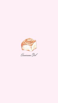 a drawing of a piece of cake with the word cinnamon roll written in cursive writing