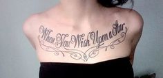 the back of a woman's shoulder with an inscription on it that reads, when she was younger