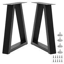 two black metal stands are shown with screws