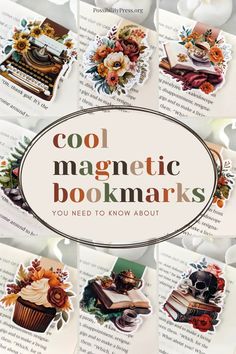 the cover of cool magnetic bookmarks you need to know about, with images of books and flowers on them