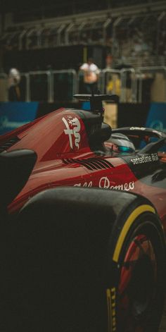 the front end of a racing car on display