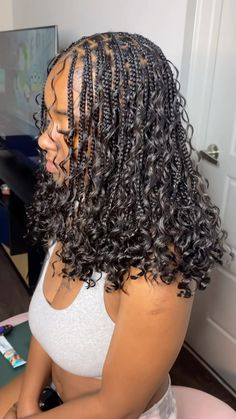 #boho #braids #hairstyles Cute Bob Braids, Boho Tribals With Knotless Braids Bob, Short Boho Knotless Braids Human Hair, Medium Boho Hairstyles, Short Bohieman Knotless Box Braids, Short Brown Boho Braids, Ginger Boho Knotless Braids Bob, Bob Bora Bora Braids, Cute Braids Black Women