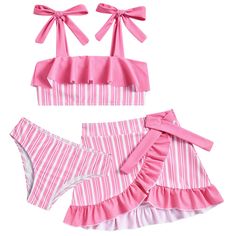 PRICES MAY VARY. 🌺🌺 Girls 3-piece swimsuit: Flounce tops, pattern briefs, and beach cover-up skirt. The bathing suits can be dressed as 2 piece bikini sets, the skirt can be matched separately or together. 🍀🍀 Unique Feature: The straps are adjustable, and can be tied according to individual needs. The lining of the swimsuit gives little girls good protection. Fancy patterns are perfect for summer. 🌻🌻 Cover-Up Tankini: The cover-up skirt offers your little girls safe and moderate coverage a Tops Pattern, Toddler Swimsuits, Flounce Top, Beach Water, Coverup Skirt, Theme Parties, Ocean Theme, Pink Swimsuit, Beach Swimwear