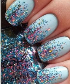 Blue Glitter Nails, Glitter Manicure, Super Nails, Blue Nail, Trendy Nail Design, Nail Designs Glitter, Gel Nail Designs