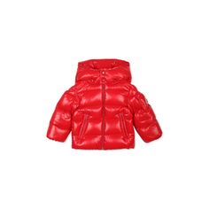 Color: Red Red Maya down jacket from luxury brand Moncler Kids, made of laqué nylon. Quilted and padded, with a removable hood, long sleeves, a raised collar, a zippered front closure, zippered pockets and a flap patch pocket on the sleeve. It is embellished with iconic logo patch on the sleeve. 100% Polyamide. Machine wash at 30°C. Red Hooded Puffer Jacket With Detachable Hood, Red Hooded Down Puffer Jacket, Adventure Accessories, Luxury Sportswear, Barbour Steve Mcqueen, Moncler Jacket, Quilt Jacket, Active Outfits, Red Baby