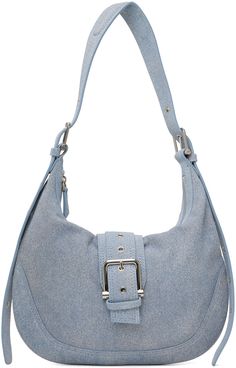 Suede shoulder bag in blue. · Trompe-l'œil graphic throughout · Adjustable and detachable padded shoulder strap · Pin-buckle detailing at magnetic tab · Zip closure · Patch pockets at interior · Faux-suede lining · Logo-engraved silver-tone hardware · H11 x W13.5 x D0.5 Supplier color: New denim sky Blue Shoulder Bag With Metal Hardware, Blue Shoulder Bag With Metal Hardware For Everyday Use, Blue Shoulder Bag With Metal Hardware And Double Handle, Blue Satchel Shoulder Bag With Palladium Hardware, Blue Satchel With Palladium Hardware, Blue Top Handle Shoulder Bag With Silver-tone Hardware, Blue Shoulder Bag With Silver-tone Hardware And Top Handle, Blue Shoulder Bag With Metal Hardware For Travel, Blue Rectangular Shoulder Bag With Silver-tone Hardware