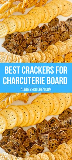 Different cracker assortments on a charcuterie board. Dip And Crackers Display, Bread And Cracker Charcuterie Board, Best Crackers For Charcuterie Board, Costco Charcuterie Board Shopping List, Crackers Charcuterie Board, Charcuterie Board Crackers, Cracker Charcuterie Board, Crackers For Charcuterie Board, Charcuterie Crackers