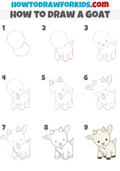 how to draw a cartoon rhinoceros step by step instructions for kids and beginners