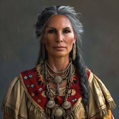 an artist's rendering of a native american woman