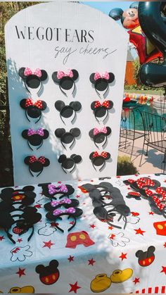 a table with mickey mouse ears on it