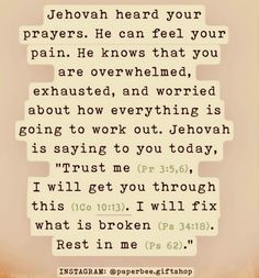 an image with the words jehova heard your prayer