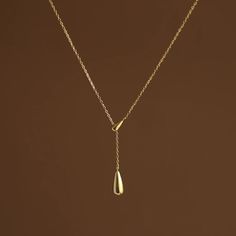 18k Gold Plated Hypoallergenic Stainless Steel Tarnish-Free Classic Drop Pendant Necklace With Clavicle Chain, Classic Pendant Drop Necklace With Clavicle Chain, Classic Jewelry With Adjustable Chain And Teardrop Pendant, Classic Jewelry With Adjustable Teardrop Pendant, Fine Jewelry Yellow Gold Long Drop Necklace, Classic Teardrop Pendant Jewelry With Adjustable Chain, Yellow Gold Teardrop Necklace For Anniversary, Classic Teardrop Pendant With Adjustable Chain, Yellow Gold Long Drop Necklace Fine Jewelry