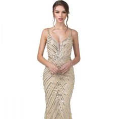 The Delightful Dress Made In The Silhouette Of The Sheath Will Emphasize Your Curves And A Loose Skirt To The Bottom Will Allow You To Move Comfortably While The Straps Will Fix The Correct Position Of The Dress And Sparkling Sequins In Combination With Beads Will Create An Eye-Catching Image That Will Set You Apart From The Crowd. Length: Long Color: Champagne Neckline: Illusion Deep V-Neck Silhouette: Sheath Sleeve: Sleeveless, Straps Back: Open, Zipper Embellishments: Sequins, Beads Occasion: Long Sheath Dress, Museum Restaurant, Strapped Dress, Prom Dress Sleeveless, Graduation Fashion, Dress For Special Occasion, Plus Size Prom Dress, Dress For Formal, Loose Skirt