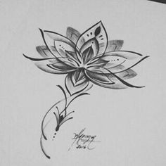 a black and white drawing of a flower