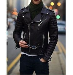 Mens Biker Leather Jacket, Men Fashion Black Motorcycle Jacket, Jackets Motorcycle Hairstyles, Black Motorcycle Jacket, Stylish Leather Jacket, Biker Jacket Men, Motorcycle Ride, Mode Costume, Biker Outfit, Mens Fashion Edgy, Mens Fashion Smart