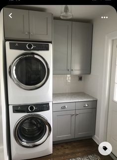 a washer and dryer in a small room