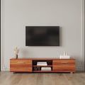 an empty living room with a flat screen tv on the wall and wood flooring