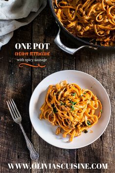 one pot creamy tomato pasta with spicy sausage