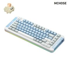 an image of a computer keyboard and mouse with the same color keyset on it