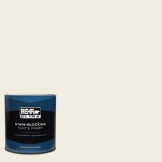 a can of behr ultra stain - blocking paint on a white background with the words,