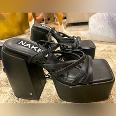 New (No Original Box) Naked Wolfe Josie Lace Up Platform Heels In Black. Sold Out On Site. Naked Wolfe Outfit, Naked Wolfe, Naked Wolfe Shoes, Naked Wolfe Shoe, Black Naked Wolfe Shoes, Black Chunky Platform Synthetic Sandals, Blue Heels, Platform Heels, Lace Up