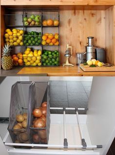 the kitchen is clean and ready to be used as a storage area for fresh fruit