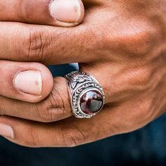 Red Stone Silver Cupid Love Ring | Etsy Silver Signet Ring With Ruby For Gift, Cupid Love, Chunky Silver Rings, Couples Ring Set, Art Of Man, Sterling Silver Mens, Engraved Jewelry, Not Afraid, Red Stone