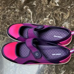 Lands’ End Mary Jane Style Water Shoe Sized 11 D. These Look Almost Brand New. They Are A Hot Pink And Purple. They Close With The Velcro Tab On The Side. Pink Slip-on Sneakers With Closed Toe, Purple Round Toe Walking Shoes For Sports, Purple Walking Shoes With Round Toe For Sports, Purple Walking Shoes With Round Toe, Sporty Purple Walking Shoes With Round Toe, Casual Purple Closed Toe Sneakers, Jane Shoes, Water Shoes, Color Therapy