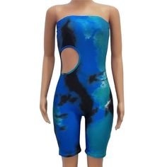 New Strapless Off Shoulder Jumpsuit Women Tie Dyeing Sexy Bandeau Body - HESHEONLINE