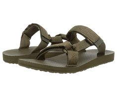 Teva Universal Slide - Men's Sandals : Teva Textural Dark Olive : The Teva Universal Slide offers absolute style, total freedom, and incredible comfort for every summer activity. Polyester webbing upper. Open-toe construction prevents water from pooling. Hook-and-loop closures at vamp and instep. Universal strapping system offers an excellent secure fit and multiple points of adjustment for easy adjustability. Cushioned EVA footbed provides all-day supportive comfort. Durabrasion rubber outsole Brown Teva Sandals, Black Low-top Sport Sandals For Outdoor, Slip-on Hiking Sandals, Teva Sandals Verge, Teva Original Universal, Men's Sandals, Summer Activity, Mens Sandals, Summer Activities