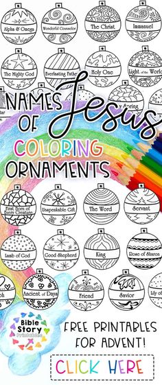 the names of jesus coloring ornaments for kids