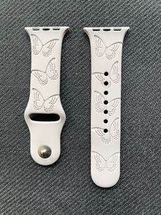 Butterfly Print Silicone Watch Band, 38MM 40MM 42MM 44MM Laser Engraved Watch Band Fits Apple Series 1-7 sizes: 38/40/41 S/M 38/40/41 M/L 42/44/45 S/M 42/44/45 M/L Please make sure you have chosen the CORRECT WATCH BAND SIZE. Please note that actual color may differ slightly from product images due to discrepancies in computer monitor settings. White Casual Bracelet Strap Watch Bands, Casual White Watch Bands With Bracelet Strap, Casual White Bracelet Strap Watch Bands, Casual White Apple Watch Band With Bracelet Strap, Casual Adjustable White Watch Band, Casual White Adjustable Watch Band, White Watch Band With Bracelet Strap, Casual White Watches For Gifts, Casual White Watches As Gifts