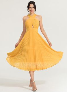 [AU$183.00] A-Line V-neck Tea-Length Chiffon Cocktail Dress With Pleated Tea Length Cocktail Dresses, Ireland Dress, V Neck Cocktail Dress, A Line Cocktail Dress, Yellow Tea, Prom Dress Plus Size, Chiffon Cocktail Dress, Lace Homecoming Dresses Short, Chiffon Dresses