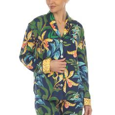 Our Two-Piece Wildflower Print Pajama Set includes a long-sleeve notch collar top and coordinating full pajama bottoms. The top button-down front and the full pajama bottoms a full elastic waistband with adjustable drawstring. You can easily slip into it and stay snug all night long. The vivid and eye-catching wildflower print is a visual treat, adding a pop of color to your evening routine. Not only are these pajamas beautiful, but they are also incredibly soft and warm. Floral Print Long Sleeve Sets For Sleepover, Floral Print Long Sleeve Bedtime Sets, Casual Long Sleeve Sleepwear With Floral Print, Multicolor Floral Print Sets For Pajama Party, Summer Floral Print Sleepwear For Pajama Party, Floral Print Long Sleeve Loungewear Sets, Long Sleeve Floral Print Bedtime Sets, Floral Print Long Sleeve Sleepwear For Lounging, Long Sleeve Floral Print Sleepwear For Lounging