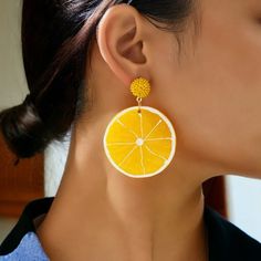 Orange earrings, inner sliced orange, pressed fruit acrylic dangle earrings, orange, strawberry, cucumber What's included: 1 x Pair of fruit earrings made of acrylic Materials: Acrylic Finish: Orange slice, orange slice with heart, cucumber slice, strawberry slice Earring Type: Pendant Style: Cool, Unique, Trendy, Minimalist, Vintage, Bohemian Length: Orange (6.7cm*4.8cm), Cucumber (6.6cm*4.8cm), Strawberry (5.7cm*2.8cm) 🔒 ENSURE ITS DURATION! These earrings are plated in Real Gold to make them