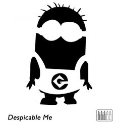 the despicable me logo is shown in black and white, with an image of a