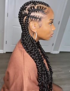 Criss-Crossed Feed-In Braids Feeder Braids, Braided Hairdo, Braided Cornrow Hairstyles, Small Braids, Low Maintenance Hair