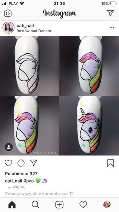 Disney Nail Art, Unicorn Nails Designs, Unicorn Nail Art, Art Deco Nails, Unicorn Nails