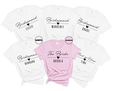 Personalized Bridesmaid Name Shirt, Comfort Colors® Bachelorette Party Tee, Custom Bridesmaid Group Tshirt, Team Bride Matching Outfit Gift HOW TO ORDER: - Please, check and review all the photos. - Select your T-shirt size from the selection box. - Select your T-shirt color from the selection box. - Personalization box is only for design color information, enter your design or text color in the personalization box (see images for options) UNLESS otherwise indicated. - Select the quantity. - Add White Short Sleeve Top For Bachelorette Party, White Letter Print Top For Bachelorette Party, White Short Sleeve T-shirt For Bachelorette Party, White Crew Neck Shirt For Bachelorette Party, White Short Sleeve Shirt For Bachelorette Party, Fitted White Tops For Bachelorette Party, White Fitted Top For Bachelorette Party, Fitted White Top For Bridesmaid, White Fitted Top For Bridesmaids