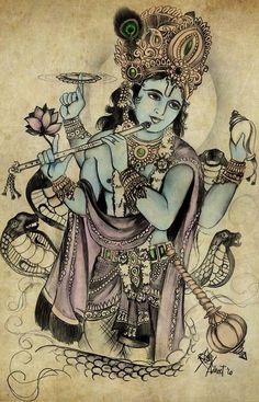 Lord Krishna Vishnu Drawing, Krishna Image, Krishna Avatar, God Pics, Krishna Drawing, Krishna Hindu, Lord Krishna Hd Wallpaper, Lord Vishnu Wallpapers, Hinduism Art